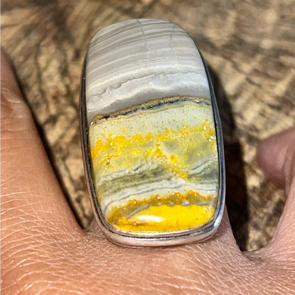 Indonesian Buzzing Bumblebee Jasper Ring Size 7 - Picture 1 of 11